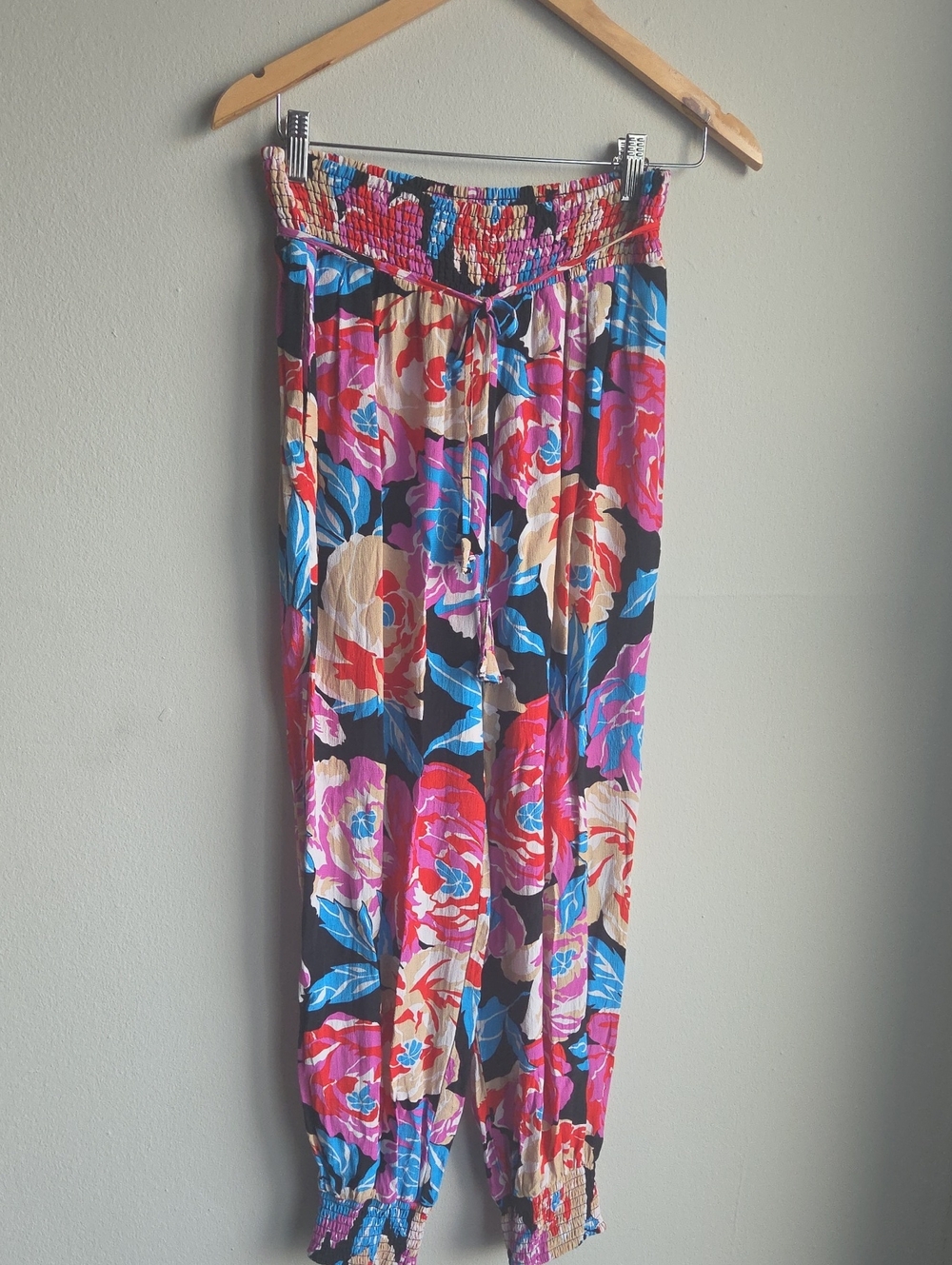 Anthropologie Multicolor Floral Smocked Waist Harem Pants